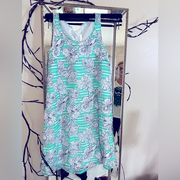 NWT Crown & Ivy beautiful XS green and white print dress - Picture 2 of 11